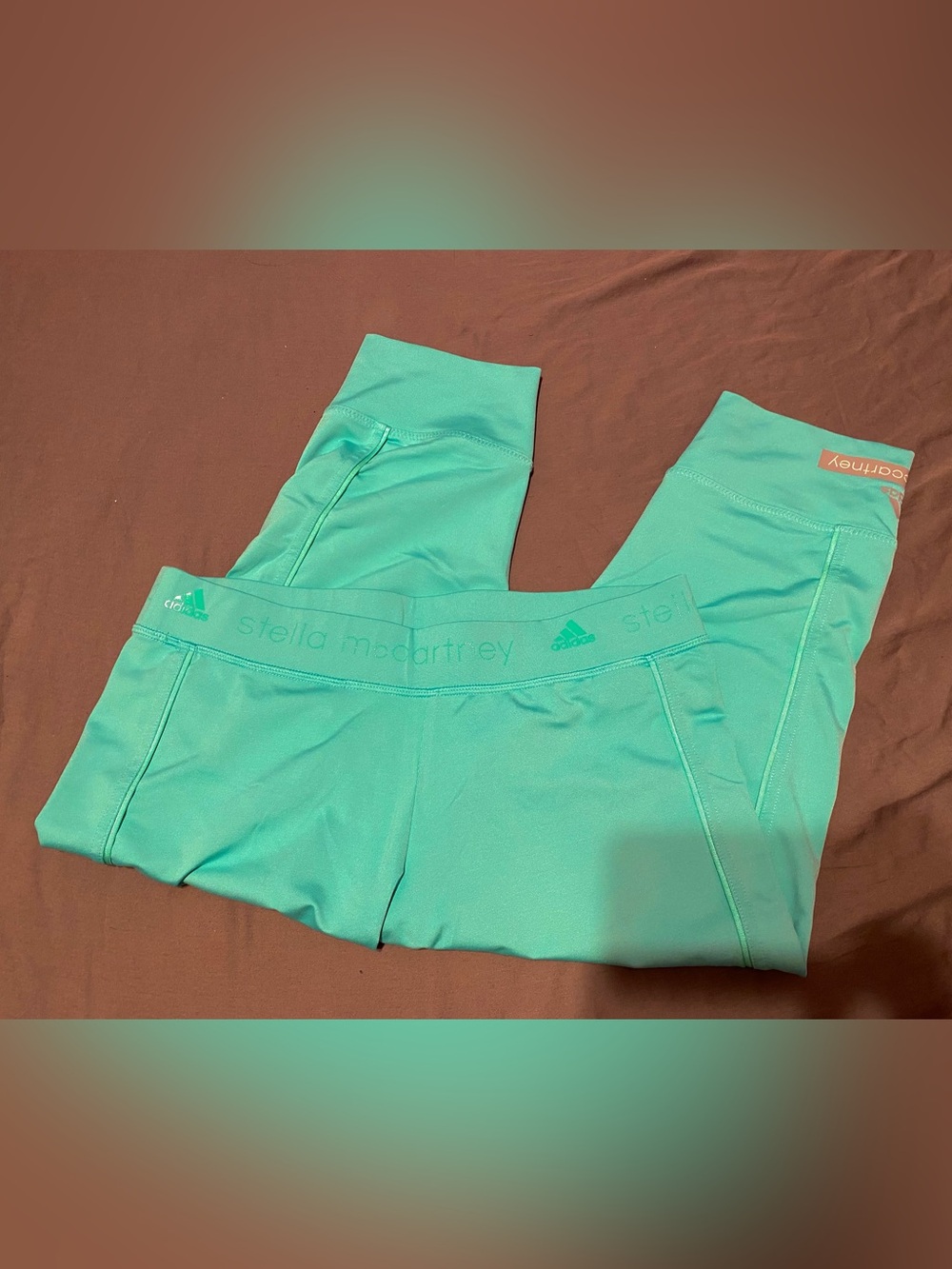 Adidas by Stella McCartney turquoise capri elastic leggings, size medium